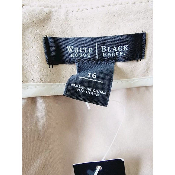 WHBM 16 Silver Studded Leather Skirt Tan Lined Rear Slit & Zip NWT‎ RV $198 - Picture 7 of 9